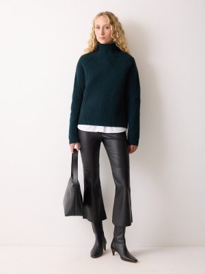 Stretch Leather Kick Flare Trousers