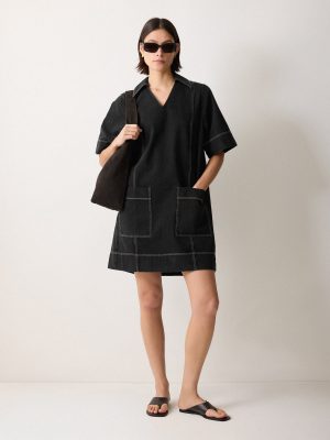 Denim Contrast Stitched Dress