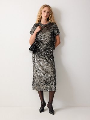 Metallic Sequin Skirt