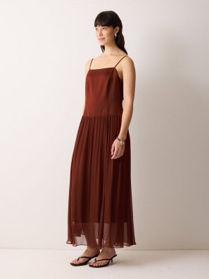 Silk Mix Drop Waist Dress
