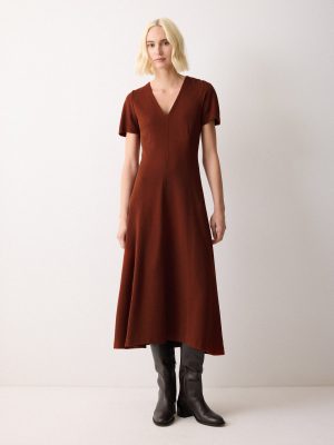Curved Sleeve Midi Dress