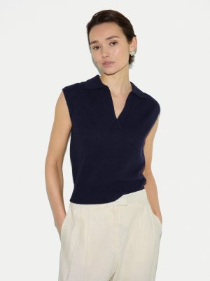 Wool Cashmere Blend Collar Top