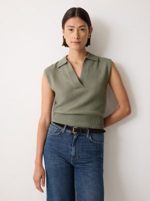 Wool Cashmere Blend Collar Top
