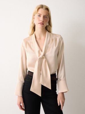 Satin Drape Neckline Blouse