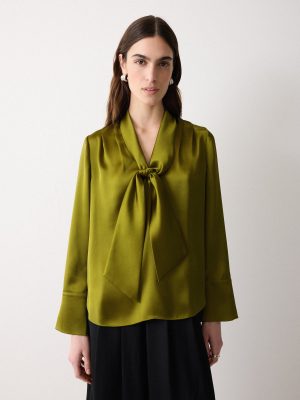 Satin Drape Neckline Blouse