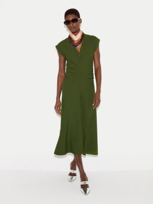 Stretch Crepe Drape Midi Dress