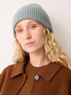 Wool Cashmere Blend Rib Beanie
