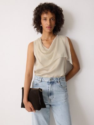 Silk Trim Drape Top