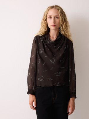 Wheat Flower Cowl Neck Top
