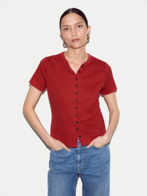 Fine Rib Baby Button T-shirt