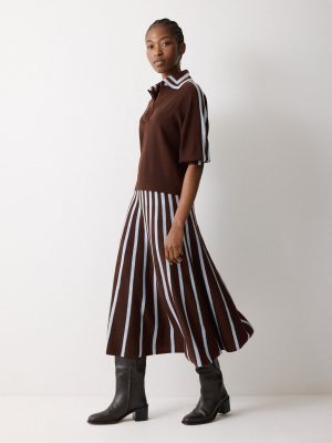 Merino Stripe Flare Skirt