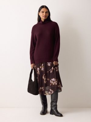 Spray Floral Midi Skirt
