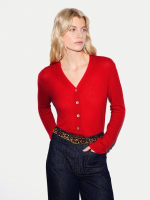 Merino Cashmere V Neck Cardigan