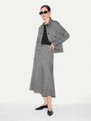 Chambray Asymmetric Midi Skirt