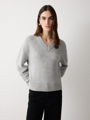 Wool Cashmere Blend V Neck Jumper