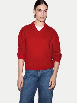 Wool Cashmere Blend V Neck Jumper