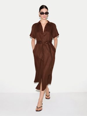 Linen Midi Shirt Dress