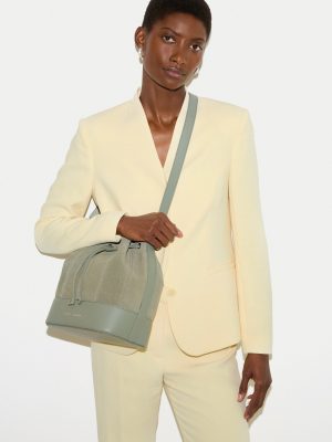 Leather Drawstring Bucket Bag