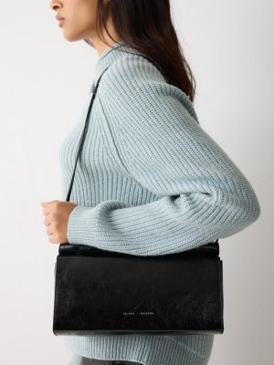 Leather Fold Over Clutch Bag