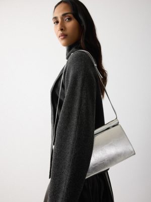 Leather Fold Over Clutch Bag