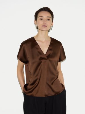 Heavy Satin Pleat Front Top