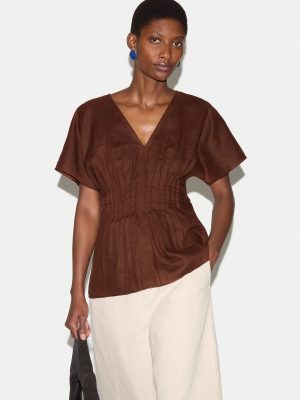 Linen Pintuck Waist Top
