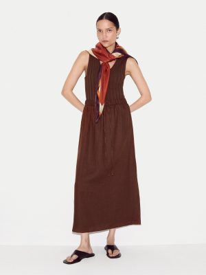 Linen Drawstring Maxi Skirt