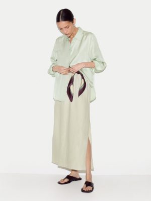 Linen Drawstring Maxi Skirt