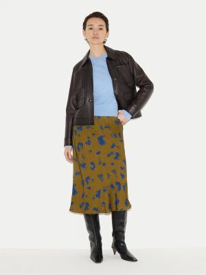 Ink Cloud Satin Bias Skirt