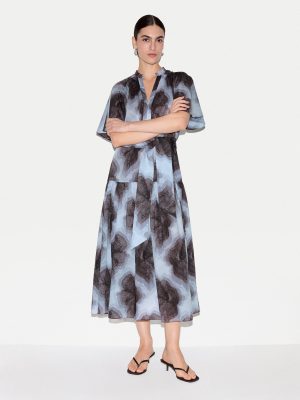 Tiger Orchid Cotton Midi Dress