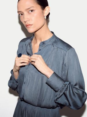 Recycled Satin Pleated Top