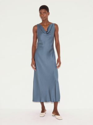 Satin Cowl Neck Bias Dress