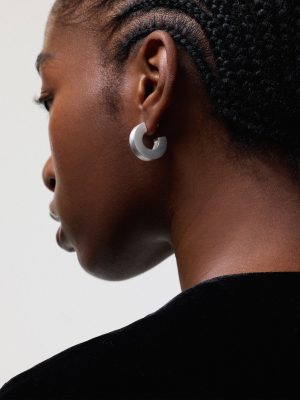 Chubby Block Hoop Earring