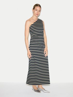 Stripe One Shoulder Dress