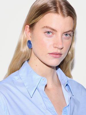 Lapis Disc Earring