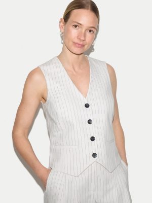 Linen Cotton Stripe Waistcoat