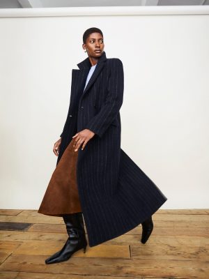 Chalk Stripe Maxi City Coat