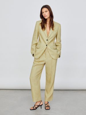 Linen Pleat Tapered Trouser