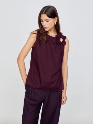 Flower Applique Cotton Top
