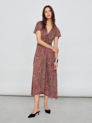 Optic Swirl Crepe Ruched Dress
